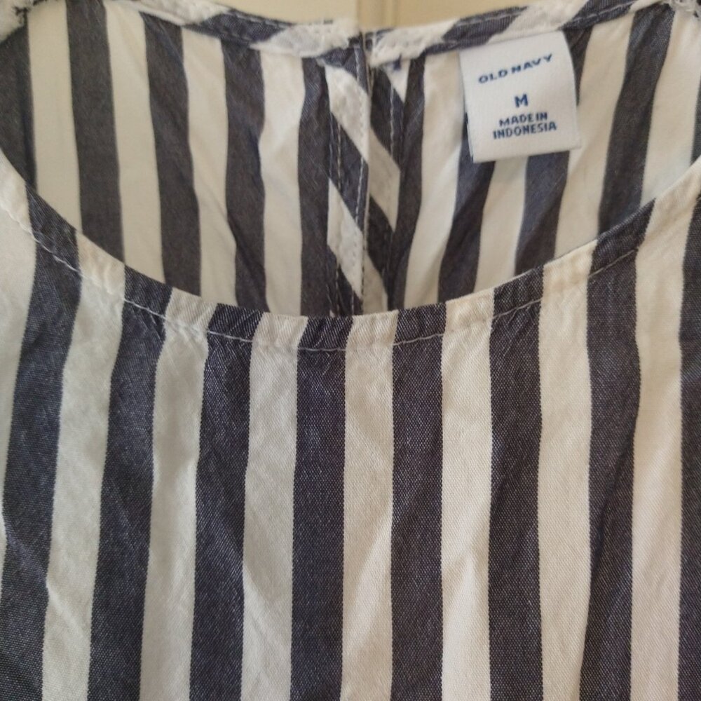 Old Navy Dark Blue and White Striped Lightweight Tank - Picture 2 of 8